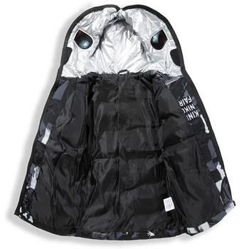 Παιδικό πουπουλένιο βαμβακερό μπουφάν με γυαλιά κουκούλας αντιανεμικό χειμωνιάτικο παλτό αγοριών Χοντρό ζεστό καπιτονέ βαμβακερό πανωφόρι Parka