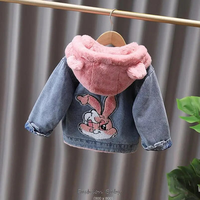 Korea sügistalvine tüdruku teksajakk, multikas kapuutsiga pluss sametine Littie poiste pealisriiete mantel 2-10 aastane laste parka komplekt