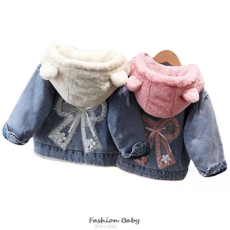 Korea sügistalvine tüdruku teksajakk, multikas kapuutsiga pluss sametine Littie poiste pealisriiete mantel 2-10 aastane laste parka komplekt