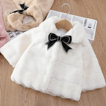 Бебешки момичета Зимни кожени палта Кашмир Топли дрехи Детски удобни модни палта Парти момиченце Яке на принцеса TZ700