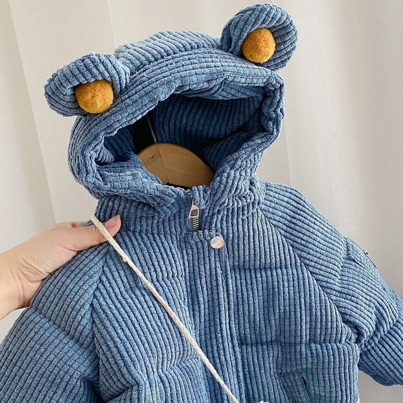 Berniukams medvilninė striukė Mielas meškiukas pliušinis rudens žieminė duona Drabužiai su gobtuvu vaikiškas laisvalaikio paltas TZ992