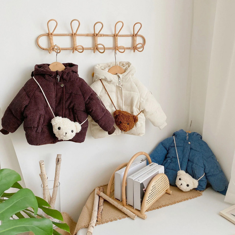 Berniukams medvilninė striukė Mielas meškiukas pliušinis rudens žieminė duona Drabužiai su gobtuvu vaikiškas laisvalaikio paltas TZ992