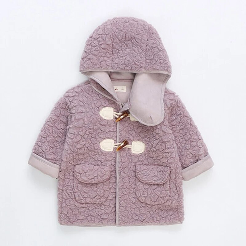 2023. aasta sügis, uued tüdrukute rõivad plüüsis jope, pika kapuutsiga lambanööbiga mantel, laste tüdrukute moerõivad väikelapsele CH80