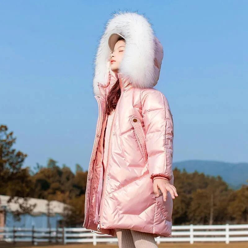 Παιδικό παλτό Parka Χοντρό χειμωνιάτικο μπουφάν για κορίτσια Μόδα γούνινο γιακά με κουκούλα 5-14 ετών Εφηβικό Snowsuit TZ445