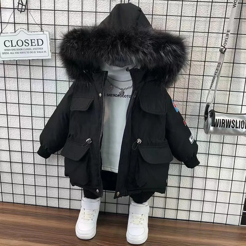 Uus poiste talve sulejope beebi paksusega laste mantlid lastele sügistalv 2023-A024