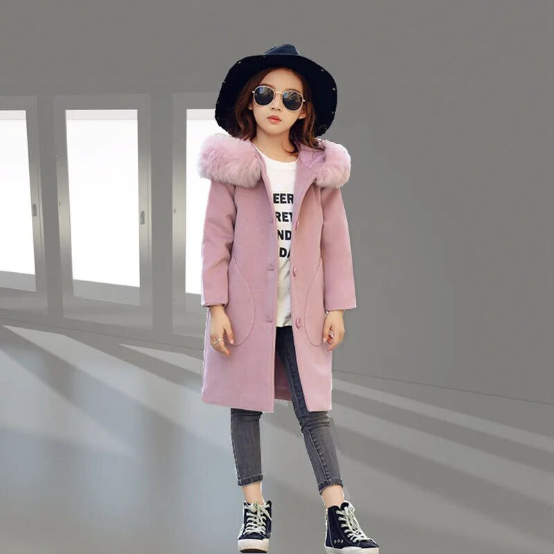 Tüdrukute talvejoped Pika sektsiooni kapuutsiga riided Tuulejoped Kevadriided Villased mantlid Laste joped Tüdrukutele Sügisrõivad parka