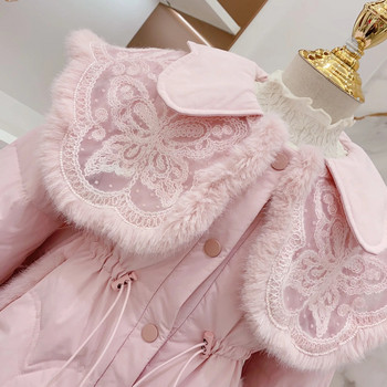 Модни връхни дрехи за бебета и момичета Детски дрехи Зимни ревери Топло памучно яке Момиче Розово палто на принцеса CH10