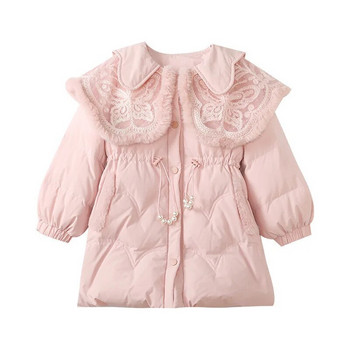 Модни връхни дрехи за бебета и момичета Детски дрехи Зимни ревери Топло памучно яке Момиче Розово палто на принцеса CH10