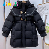 DIMUSI Χειμερινά παιδικά παλτό με επένδυση για κορίτσια Μεσο-μακρύ βαμβακερό ζεστό μπουφάν Παιδική μόδα Windreaker Θερμικά πουπουλένια παλτό Ρούχα 14Y