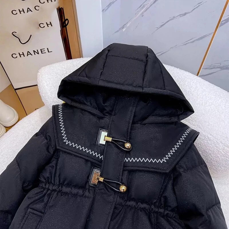 DIMUSI Χειμερινά παιδικά παλτό με επένδυση για κορίτσια Μεσο-μακρύ βαμβακερό ζεστό μπουφάν Παιδική μόδα Windreaker Θερμικά πουπουλένια παλτό Ρούχα 14Y