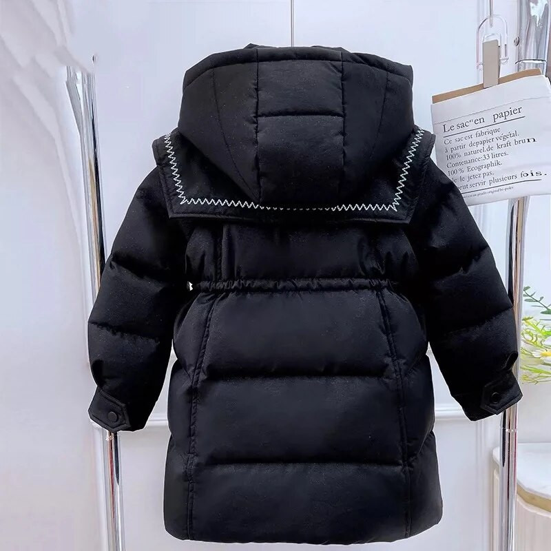 DIMUSI Χειμερινά παιδικά παλτό με επένδυση για κορίτσια Μεσο-μακρύ βαμβακερό ζεστό μπουφάν Παιδική μόδα Windreaker Θερμικά πουπουλένια παλτό Ρούχα 14Y