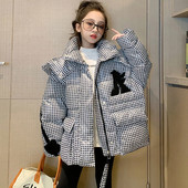 Uus talve ruuduline jope tüdrukutele kapuutsiga puuvillased mantlid, paksud, soojad, lapsed, tüdrukud, mantel, lapsed, teismelised, pargid, ülerõivad CH16