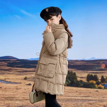 Зимно модно пухено яке за деца Момиче с дълга качулка Водоустойчиво памучно палто Топло дебело палто за момичета, устойчиво на петна CH226