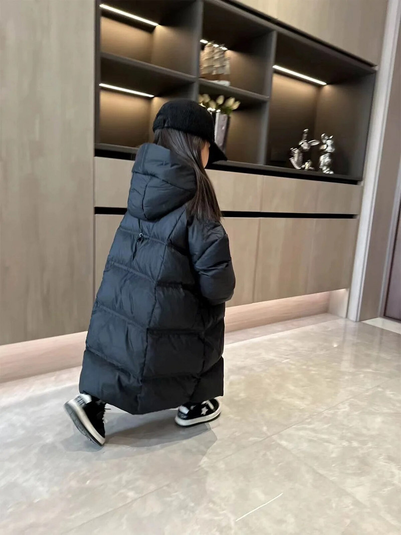 Tüdrukute pikkade põlvedeni puuvillane jope 2023 uus mood talvine laste mantel, tihendav kapuutsiga lasteriided ülerõivad TZ991