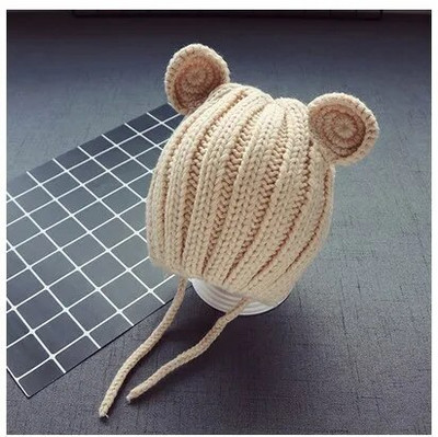 0-3a Beebimüts Sügis Talv Armas Beebi Tüdrukud Beebipoisid Müts Karu Kõrvakaitse Soojad Kootud Nokamütsid KF428