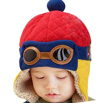 Сладка бебешка зимна шапка Пилотска шапка за бебета Малки деца Готини бебета Момчета Момичета Деца Зимни топли детски плетени шапки Шапка за 0-48 месеца