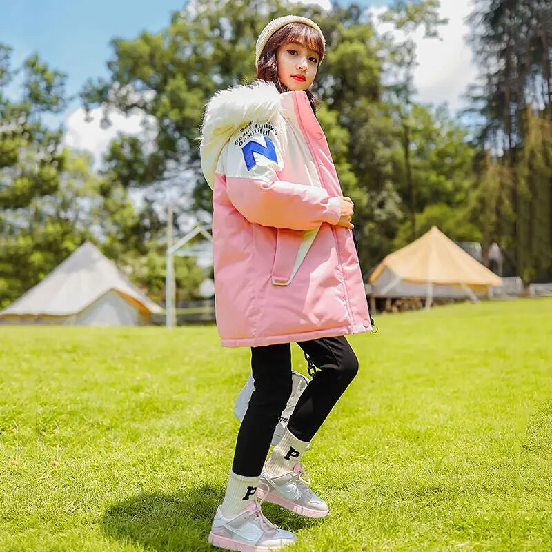 5–12-aastased lapsed, teismelised, puuvillane Parka ülerõivad, riided, lumeülikond, lastemantel, kapuutsiga jakk tüdrukutele, uued riided TZ433