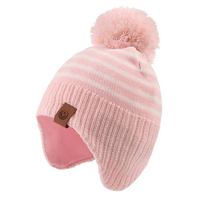 2022. aasta uus väikelaste triibuline nokamüts, talve, poiste ja tüdrukute müts pompooniga Sügisbeebi, lapse soe ja moodne kõrvaklapi müts 1–7 aastaks