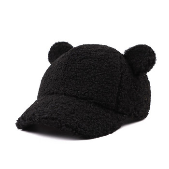 Καπέλο για Παιδικά Κορίτσια Φθινοπωρινή Παιδική Μόδα Fuzzy Hip Hop Cap Solid Snapback Teddy Velvet Thicken Ζεστό καπέλο μπέιζμπολ για αγοράκια