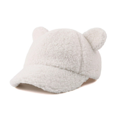 Müts lastele Tüdrukutele Sügisene lastemood Fuzzy Hip Hop Cap Solid Snapback Teddy Velvet Paks soe pesapallimüts beebipoistele