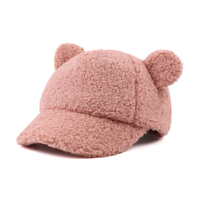 Müts lastele Tüdrukutele Sügisene lastemood Fuzzy Hip Hop Cap Solid Snapback Teddy Velvet Paks soe pesapallimüts beebipoistele