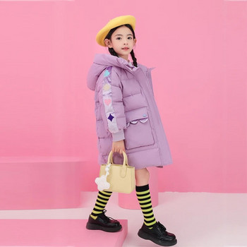 Детско пухено палто със средна дължина Зимно ново голямо тийнейджърско детско удебелено яке за момичета Модно студентско топло палто CH212