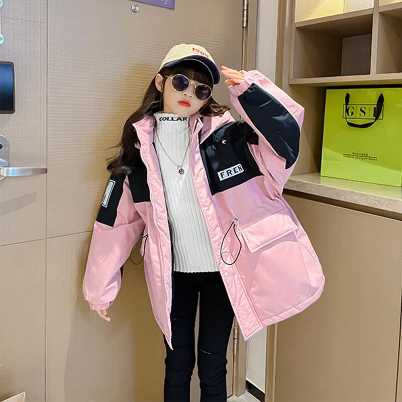 Mergaičių žiemos parkai Paltai paaugliams vaikams šilta striukė Viršutiniai drabužiai mergaičių sniego kostiumai mada vandeniui atsparūs viršutiniai drabužiai vaikiški drabužiai CH141