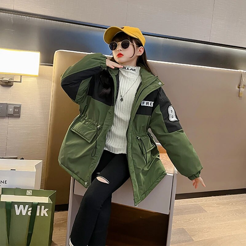 Mergaičių žiemos parkai Paltai paaugliams vaikams šilta striukė Viršutiniai drabužiai mergaičių sniego kostiumai mada vandeniui atsparūs viršutiniai drabužiai vaikiški drabužiai CH141