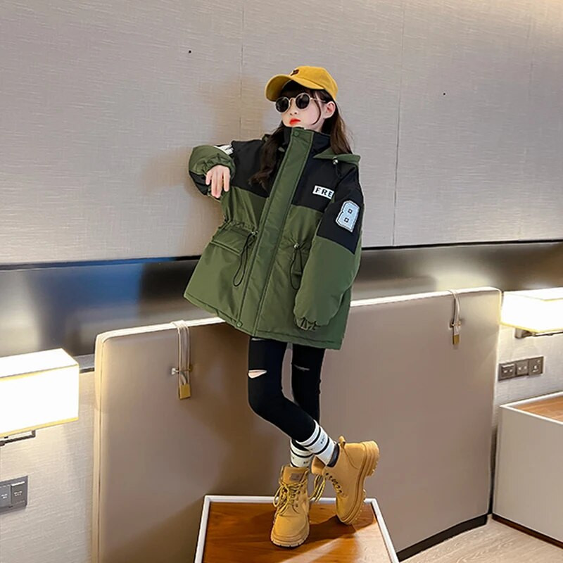 Mergaičių žiemos parkai Paltai paaugliams vaikams šilta striukė Viršutiniai drabužiai mergaičių sniego kostiumai mada vandeniui atsparūs viršutiniai drabužiai vaikiški drabužiai CH141