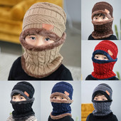 1 buc Set de eșarfe pentru pălărie pentru copii, șapcă tricotată cu fasole, pentru copii, toamnă, iarnă, lână, eșarfă tricotată caldă, pălărie pentru băieți, fete