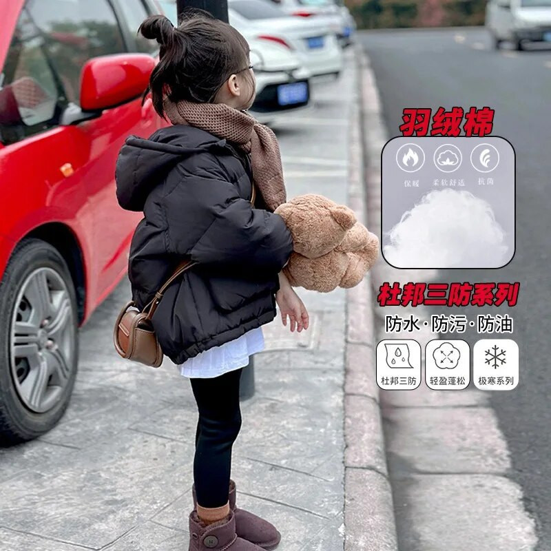 Talvised soojad ülerõivad Tüdrukute kapuutsiga sulejoped Vabaaja jope Lasteriided 2023 Uus beebi paksud puuvillased mantlid CH06