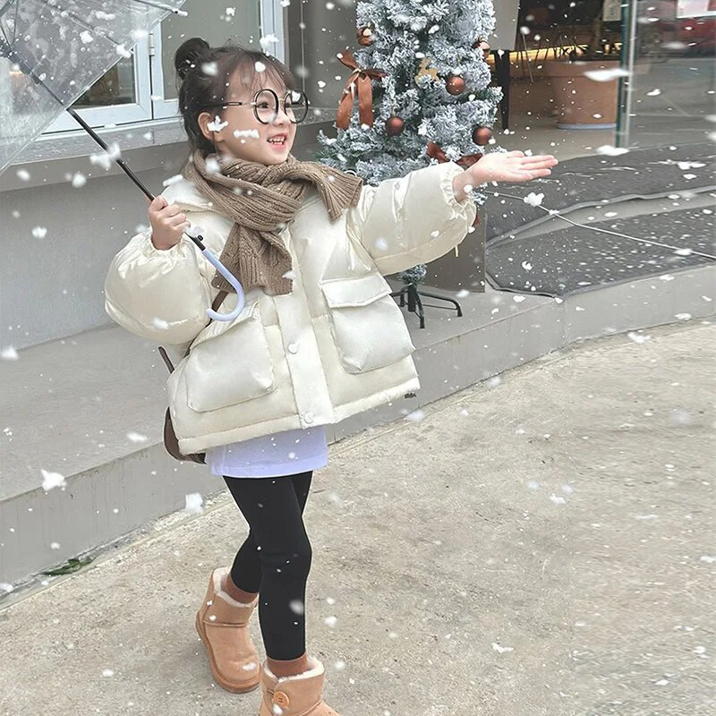 Talvised soojad ülerõivad Tüdrukute kapuutsiga sulejoped Vabaaja jope Lasteriided 2023 Uus beebi paksud puuvillased mantlid CH06