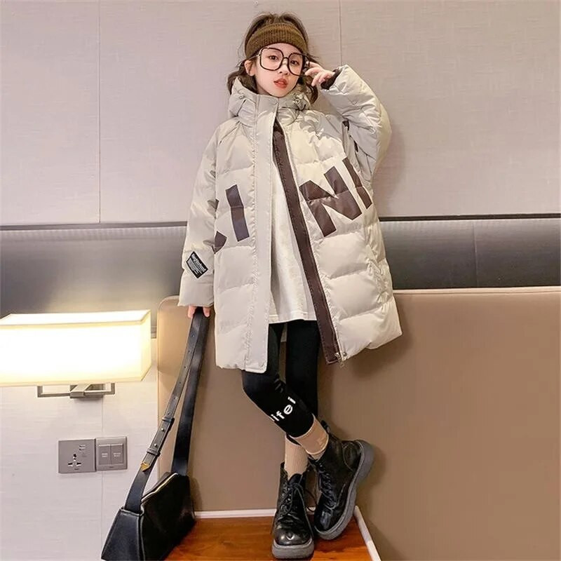 Παιδικά ρούχα για κορίτσια, χειμωνιάτικα παχύρρευστα, ζεστά βαμβακερά ρούχα, καθημερινά παλτό με κουκούλα TZ962