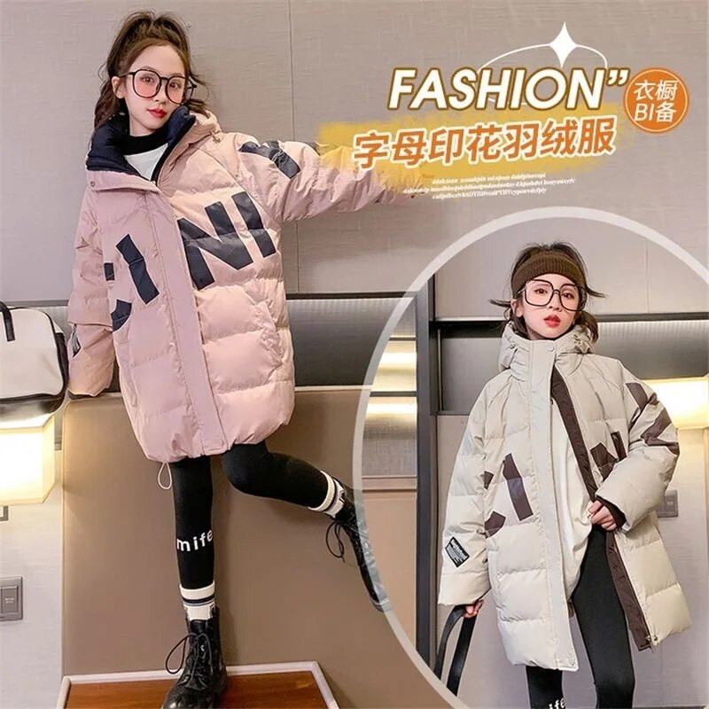 Παιδικά ρούχα για κορίτσια, χειμωνιάτικα παχύρρευστα, ζεστά βαμβακερά ρούχα, καθημερινά παλτό με κουκούλα TZ962