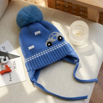 Armas dinosauruse beebimüts talvepehme puuvillane soe kudumine poisi tüdruku mütsid armsad pompoonid multifilmid kõrvasooja kaitsekapott