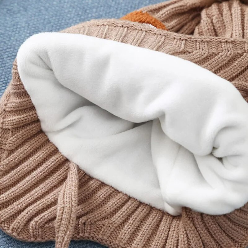 Armas dinosauruse beebimüts talvepehme puuvillane soe kudumine poisi tüdruku mütsid armsad pompoonid multifilmid kõrvasooja kaitsekapott
