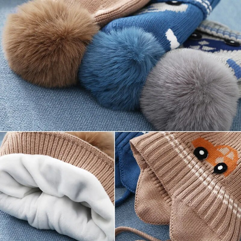Armas dinosauruse beebimüts talvepehme puuvillane soe kudumine poisi tüdruku mütsid armsad pompoonid multifilmid kõrvasooja kaitsekapott