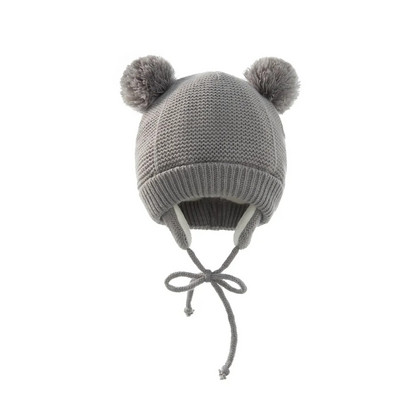 Drăguț tricotat pălărie pentru bebeluș cu pompon, groasă, caldă, fată, băiat, căciulă de iarnă pentru urechi, set de șapcă caldă pentru copii, mănuși, pălării, bonetă pentru nou-născut