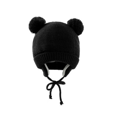 Drăguț tricotat pălărie pentru bebeluș cu pompon, groasă, caldă, fată, băiat, căciulă de iarnă pentru urechi, set de șapcă caldă pentru copii, mănuși, pălării, bonetă pentru nou-născut