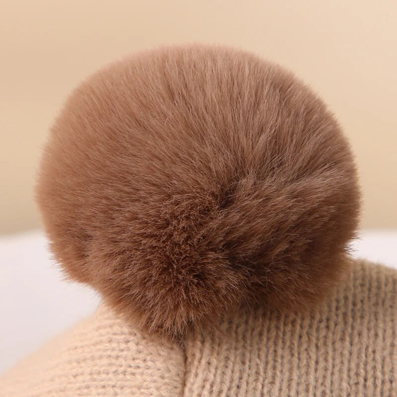 Γελοιογραφία Baby Beanie Cap Winter Pompom Παιδικά Καπέλα Προστασίας Αυτιών Κασκόλ Χαριτωμένο αρκουδάκι Πλεκτό Καπέλο Κάλυμμα λαιμού για νήπιο αγόρι κοριτσάκι καπό
