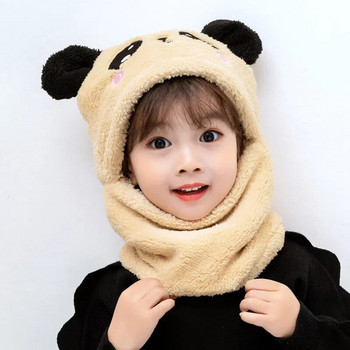2023 Нова есенна и зимна сладка детска анимационна шапка с шал от две части Двойна поларена топлина Момче Момиче Дете Възрастен Шапка родител-дете
