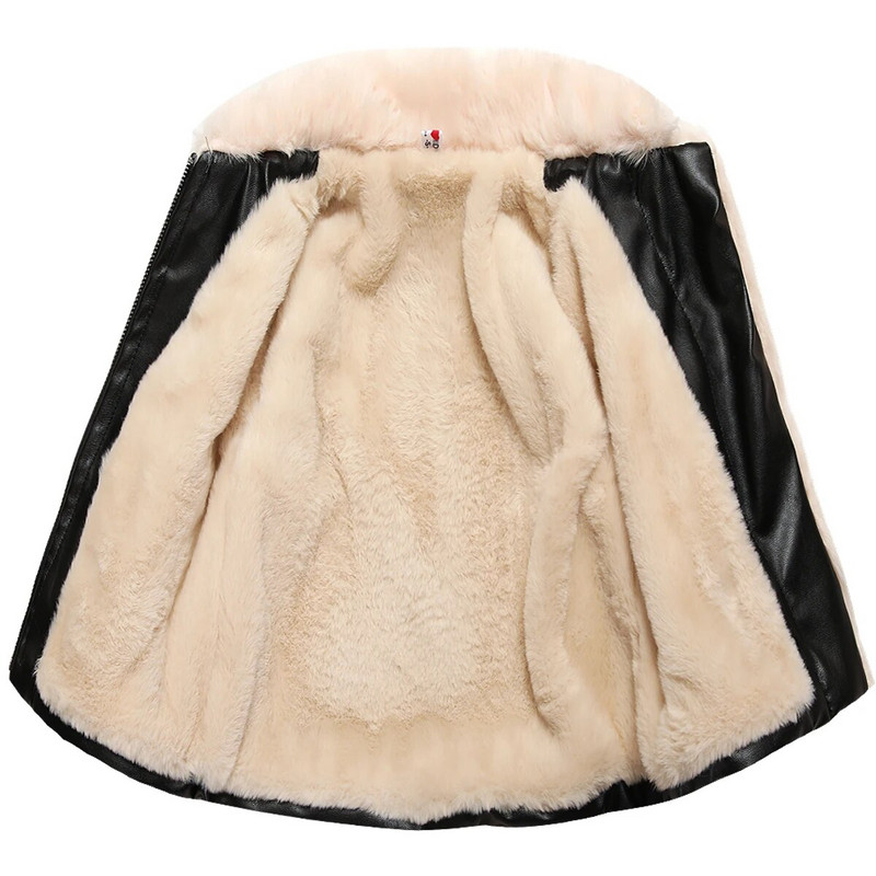 Κοντό δερμάτινο μπουφάν για κορίτσια 2023 Φθινόπωρο Χειμώνας Νέο Baby's Velvet Thicked Pu Outerwear Fashion Παιδικά Ζεστά Παλτό Μοτοσικλέτας
