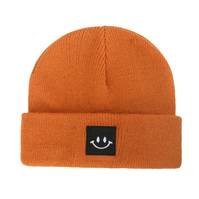 Tėvų ir vaikų žieminė megzta kepurė Šilta kaukolės kepurė Šypsenos lopinėlis Beanie Parduota Vaikams Gaubtas Tėtis Mama Vaikai Nertas Skrybėlė Berniukas Mergaitės pupelės