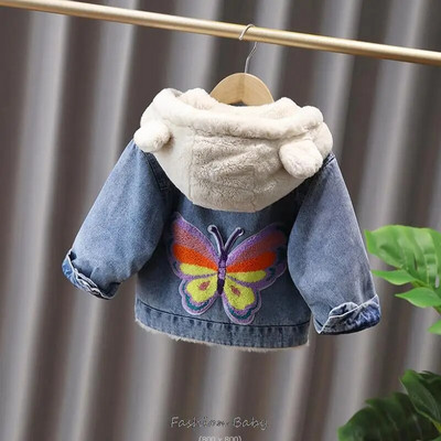 Vaikiškas paltas mergaičių paminkštintas medvilninis džinsinis striukė žieminė nauja mada šilta mergaitiška striukė Kailis sujungimas Mao Mao viršutiniai drabužiai