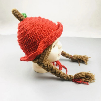 Παιδικό πλεκτό καπέλο Φθινόπωρο Χειμώνας μωρό Παιδιά Κορίτσια Αγόρια Μαλακή ζεστή πλεξούδα Προστασία αυτιών μωρού Μάλλινο καπέλο βολάν Ζεστή προσφορά
