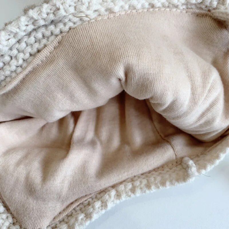 Zimska dječja pletena kapa s velikim pompom od janjeće vune, mala djeca, slatki medo, debela topla kapa za van, za dječake, djevojčice, kapa za zaštitu ušiju