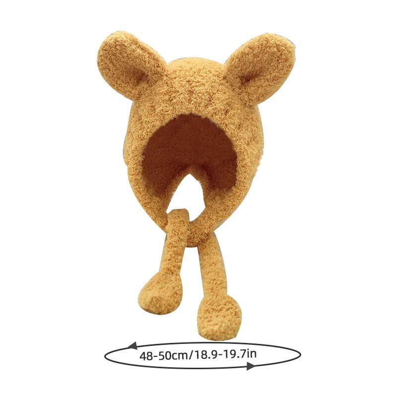 Animacinių filmų kūdikių pliušinė kepurė Žiemai, šilta kepurė kūdikiams su ausimis Rudeninė miela vienspalvė Vaikai Berniukui Mergaitei Kepurės su ausimis