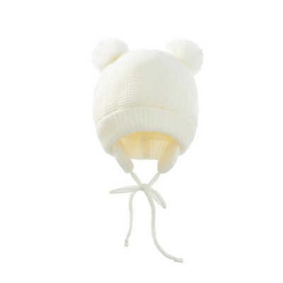 Drăguț tricotat pălărie pentru bebeluș cu pompon, groasă, caldă, fată, băiat, căciulă de iarnă pentru urechi, set de șapcă caldă pentru copii, mănuși, pălării, bonetă pentru nou-născut