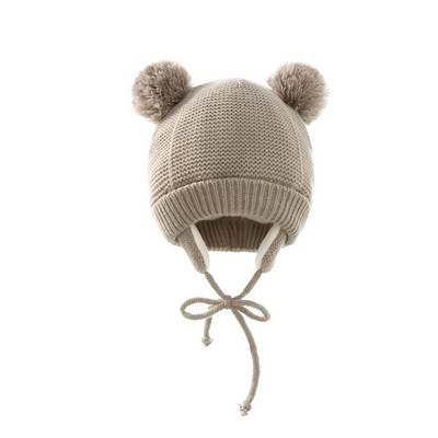 Drăguț tricotat pălărie pentru bebeluș cu pompon, groasă, caldă, fată, băiat, căciulă de iarnă pentru urechi, set de șapcă caldă pentru copii, mănuși, pălării, bonetă pentru nou-născut