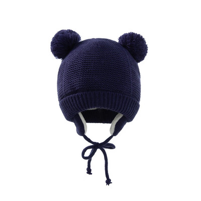 Drăguț tricotat pălărie pentru bebeluș cu pompon, groasă, caldă, fată, băiat, căciulă de iarnă pentru urechi, set de șapcă caldă pentru copii, mănuși, pălării, bonetă pentru nou-născut